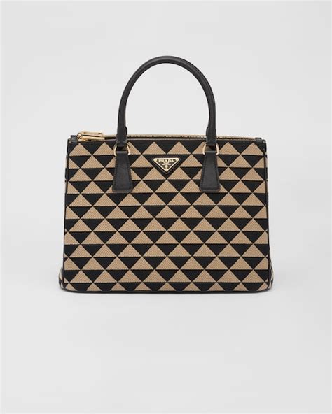 prada bags 1ba863|Black/beige Medium Prada Galleria jacquard fabric bag .